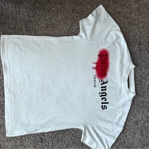 Palm Angels White and Red Short Sleeve Tee